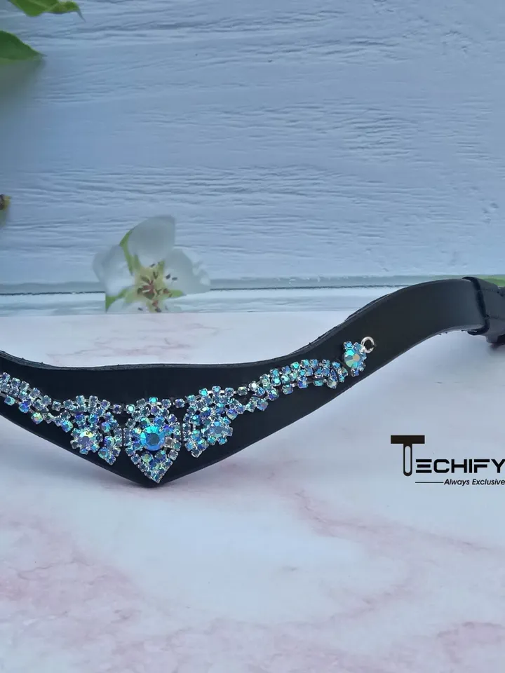Dazzling Crystal Rhinestone Blingy Browband for English Riding Equestrian Horse Events