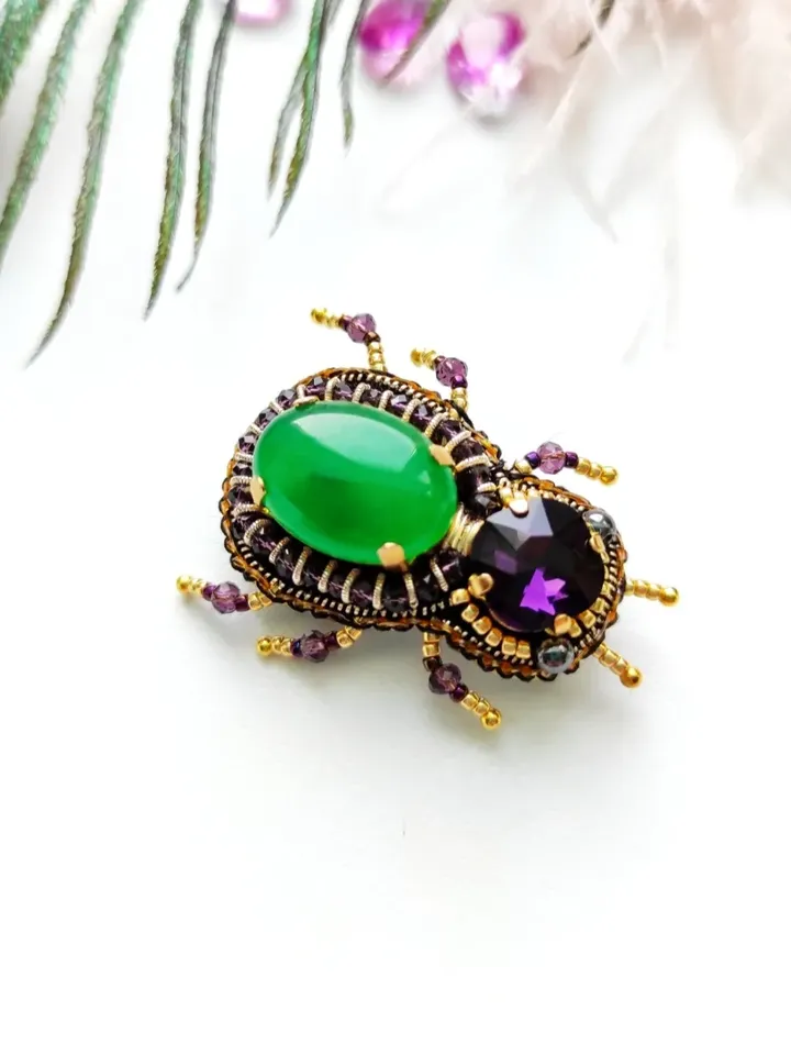 Beaded insect brooch, insect pin, mooth brooch, butterfly brooch, bug pin, bee brooch, bug brooch, insects, madam toto