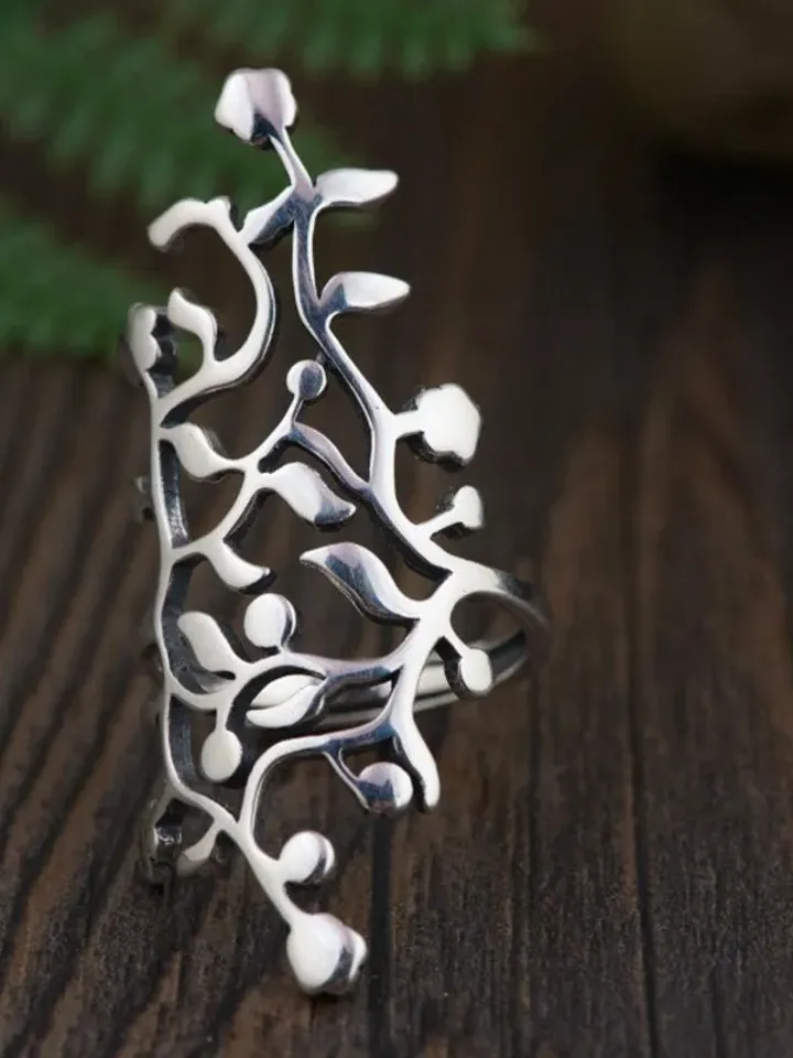 925 Silver Floral Statement Ring, Large Statement Ring, Silver Statement Ring, Resizable Statement Ring, Floral Statement Ring, Big Ring