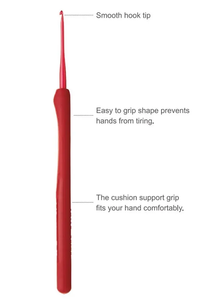 Tulip Etimo Red Crochet Hook, red tulip, Tulip red Soft Grip Crochet hook, Ergonomic Cushion hook, crochet hook, 0.4mm - 6.5mm