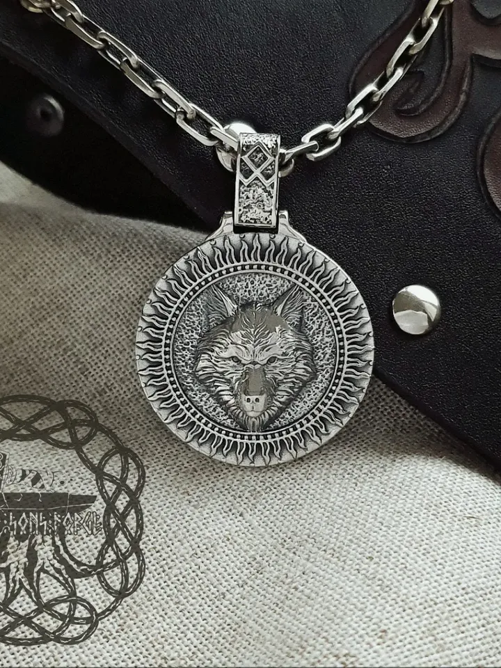 Wolf Pendant, Wolf Necklace, Sterling Silver Viking Wolf, Norse Pendant, Viking Jewelry, Viking Necklace