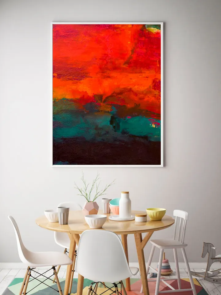 Elegant Painting,Red Abstract Painting,Acrylic Abstract Painting on Canvas,Aesthetic Room Decor,Warm Living Room Decor,Modern Line Drawing