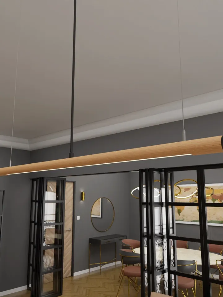 Wooden LED pendant light, wood chandelier