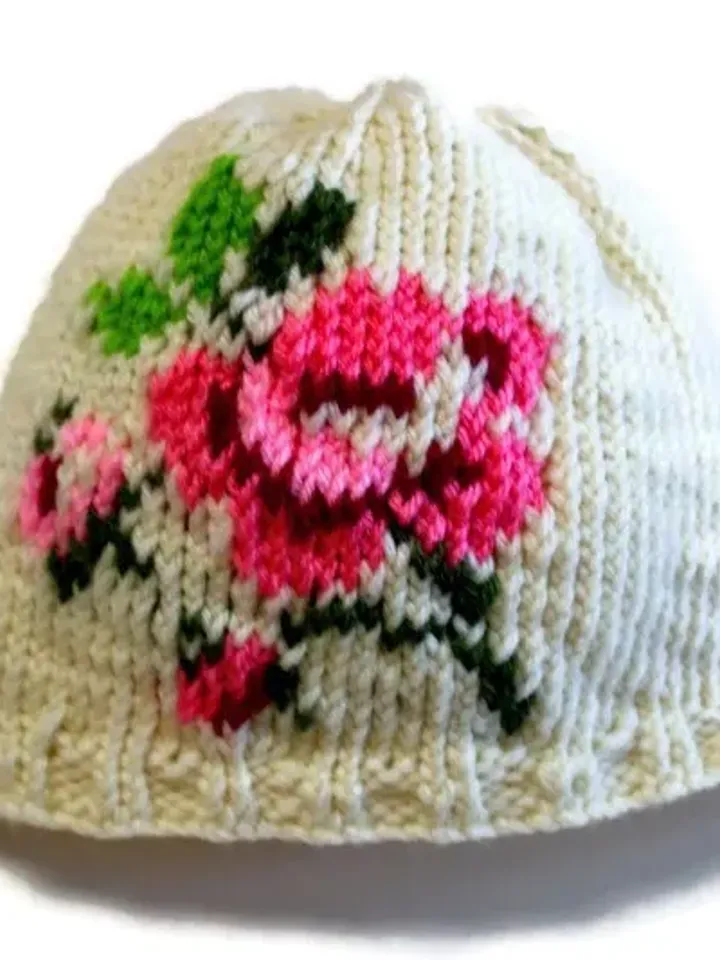 Pink and Green Floral Hat, Winter Hats, Gift Ideas for Christmas and Birthdays, Girl Hat with Flowers, Mommy and Me Hats, Mother's Day Gifts