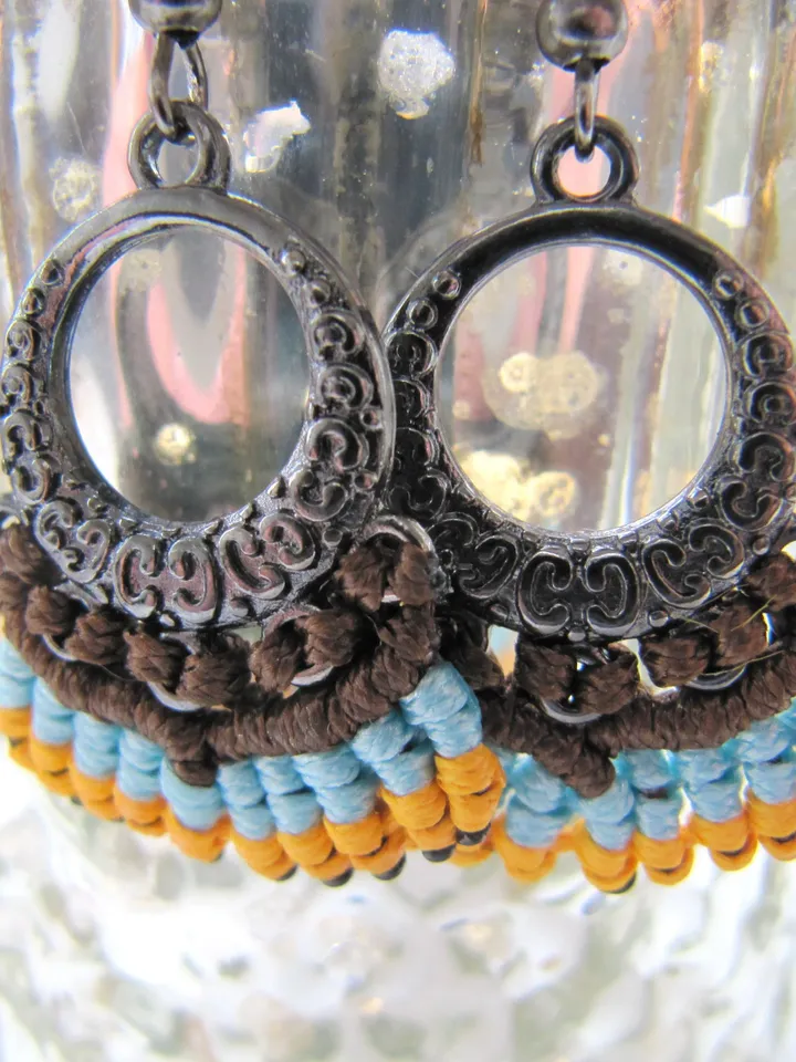MaKrame earrings, boho earrings, boho chic jewelry, macrame, blue earrings, earrings for women, bohemian earrings, hippie jewelry