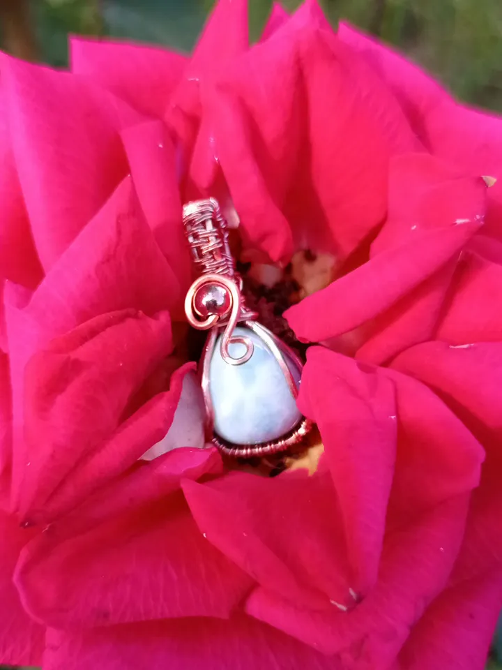 Tiny pendant with precious larimar, jewelry for blythe doll