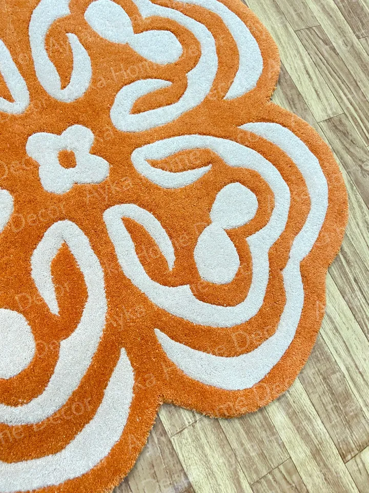 Whito Stip Woolen Handmade Area Rug For Hall Kitchen Living Room Bed Room Bath Room Dining Room Kids Room Carpet / Christmas Gift / Rugs