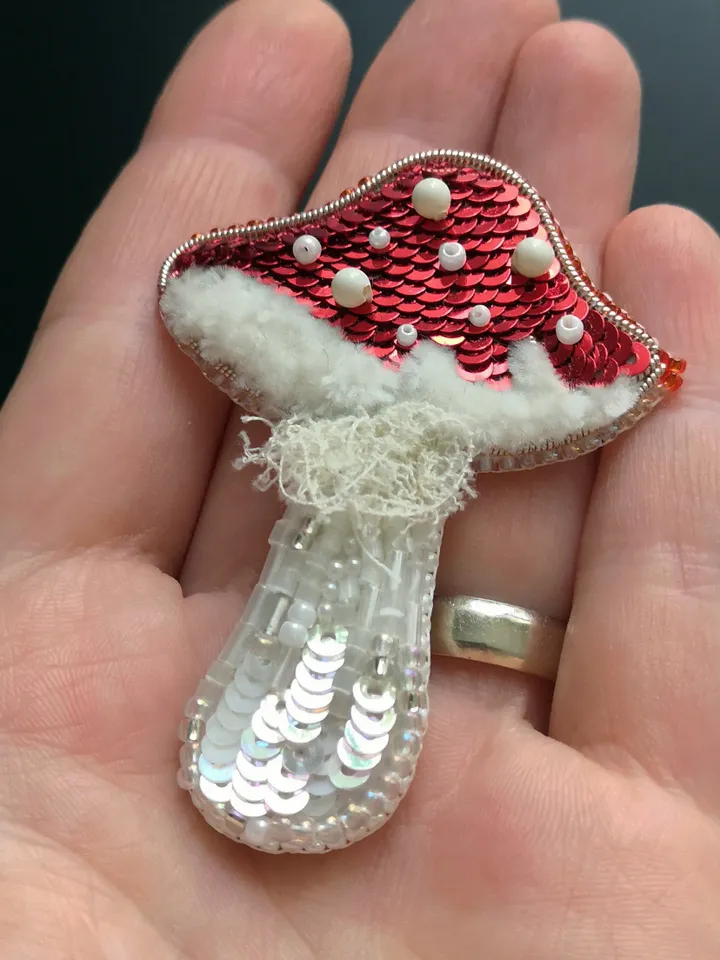 Fly Agaric Brooch Mushroom Brooch beaded brooch