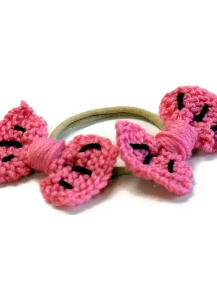 Yarn Watermelon Bow Set, Fruit Hair Clip, Bows on Nylon Headband or Clip, Hair Bows for Girls, Pink Piggies Hair Clips, Large Big Hair Bows