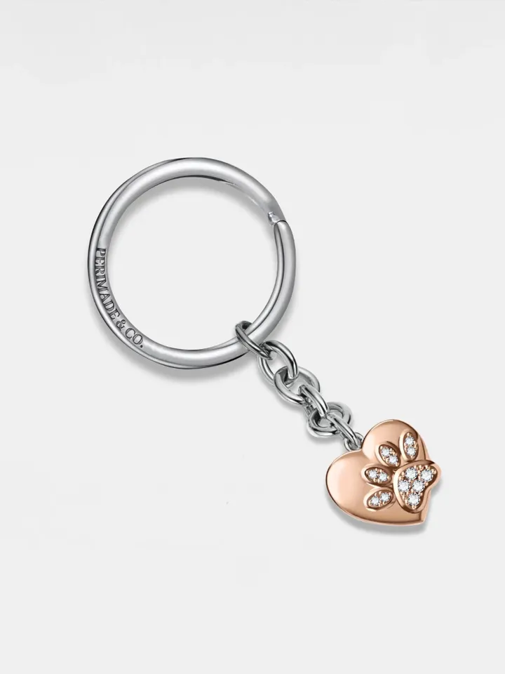 PERIMADE Heart Paw Photo Locket Keychain • Personalized Picture Locket Key Ring • Sterling Silver Keepsake Jewelry • Trendy Best Friend Gift