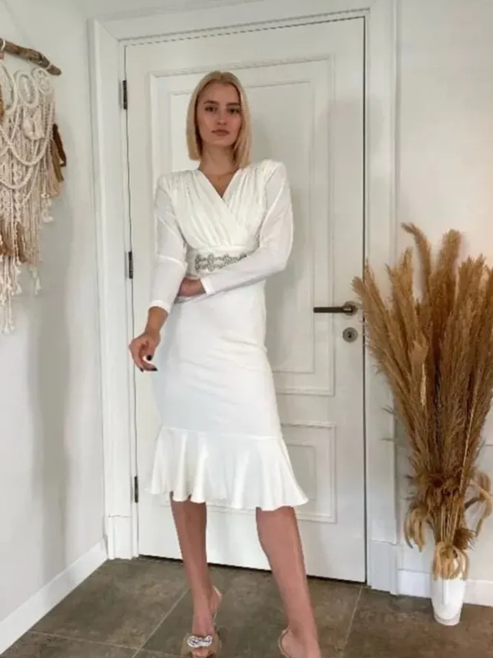AHUNARE HIJAB - White Wedding Dress, Muslim Evening Gown, Nikah, Islamic Wedding, Engagement, Bridesmaid
