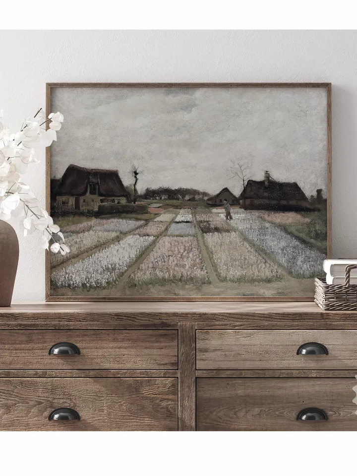 Flower Beds Painting Van Gogh Wall Art, Vintage Holland Landscape Printable Decor, Downloadable | 276