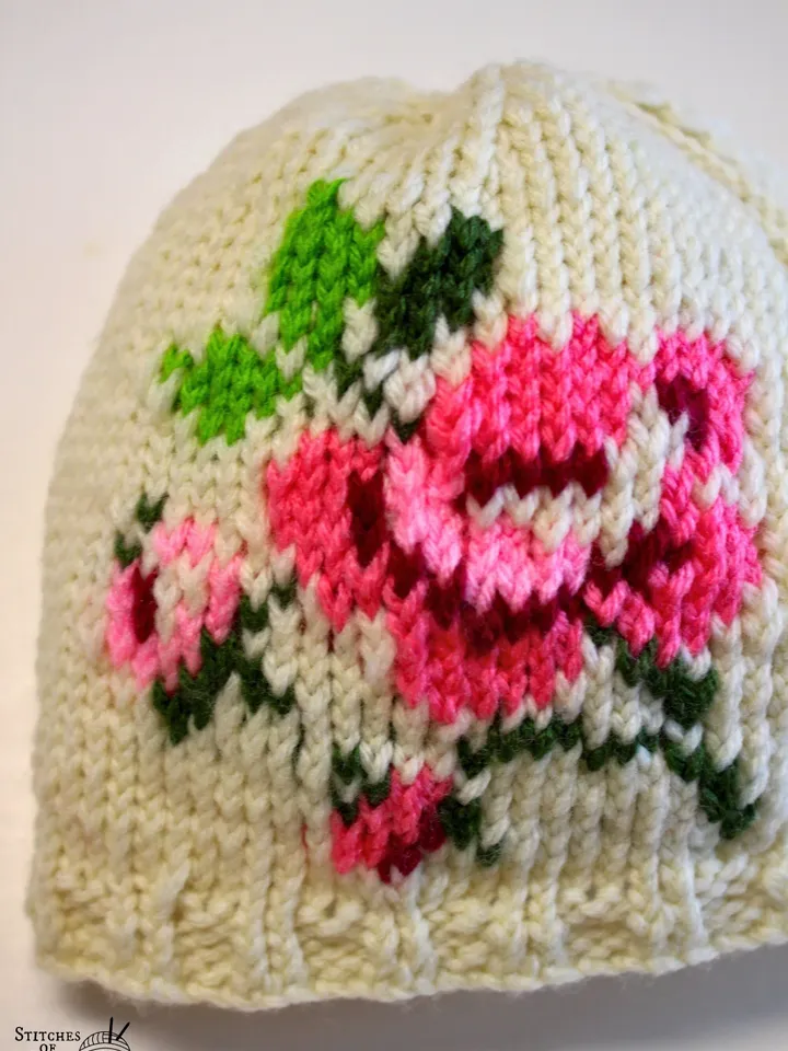 Pink and Green Floral Hat, Winter Hats, Gift Ideas for Christmas and Birthdays, Girl Hat with Flowers, Mommy and Me Hats, Mother's Day Gifts