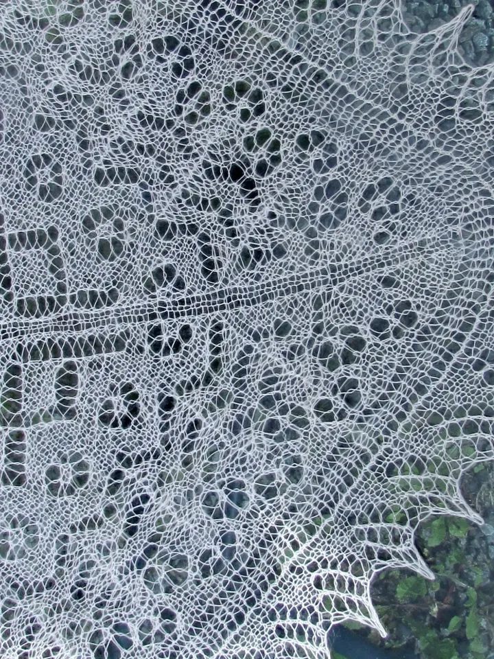 Heirloom, Shetland, Christening, Jackie Shawl, Hand Knit, cobweb, 48" square
