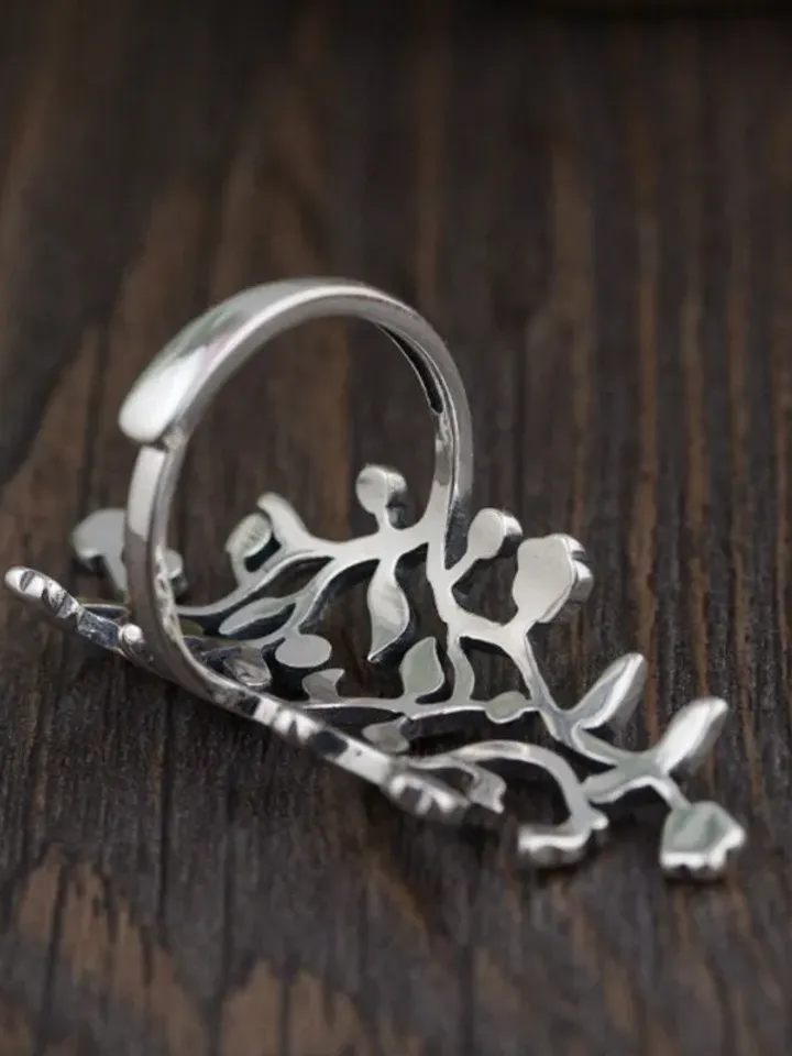 925 Silver Floral Statement Ring, Large Statement Ring, Silver Statement Ring, Resizable Statement Ring, Floral Statement Ring, Big Ring