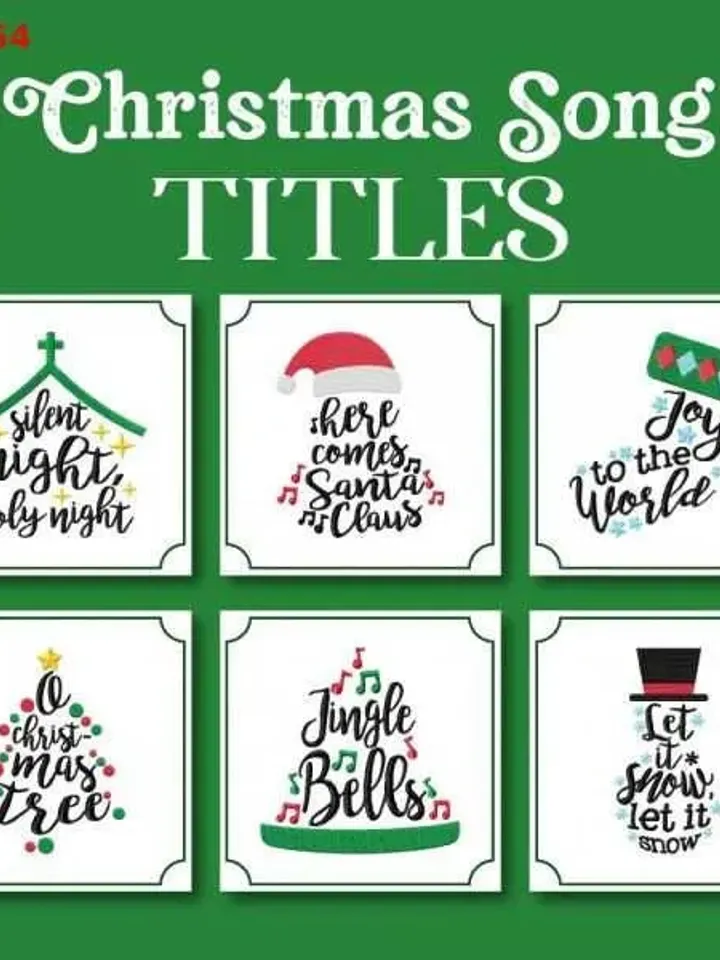 50% off,6 Christmas Song Titles Embroidery Design Degital Design Embrodery Design AppliqueDesign