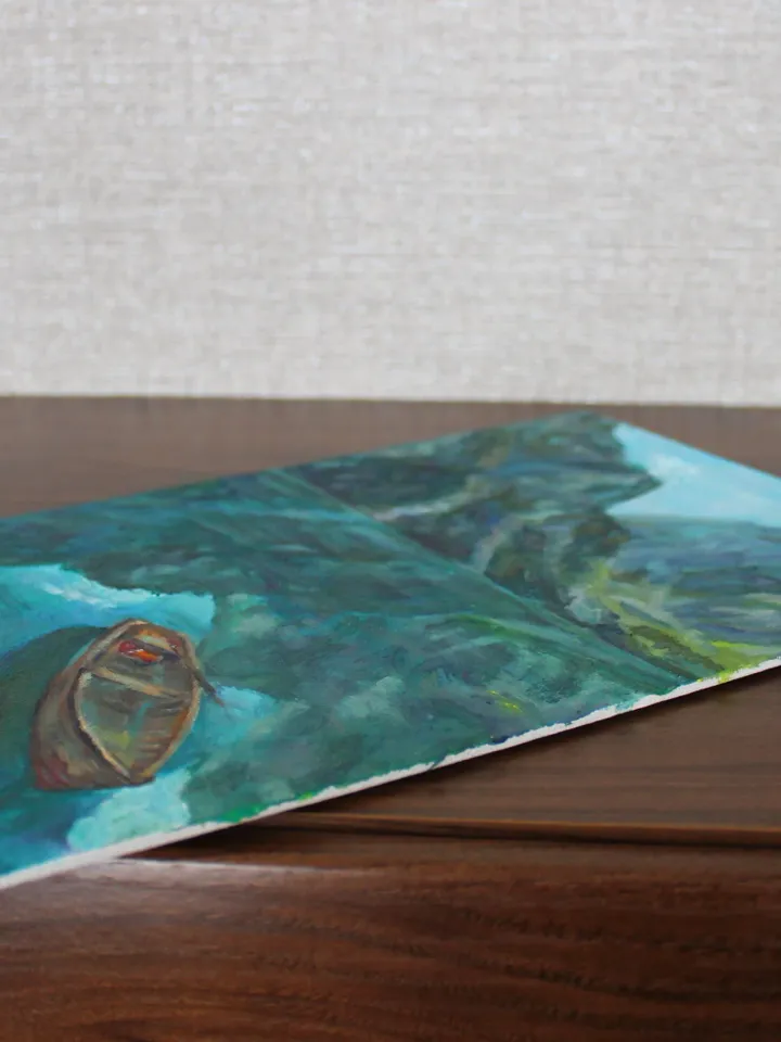 Lake landscape oil painting