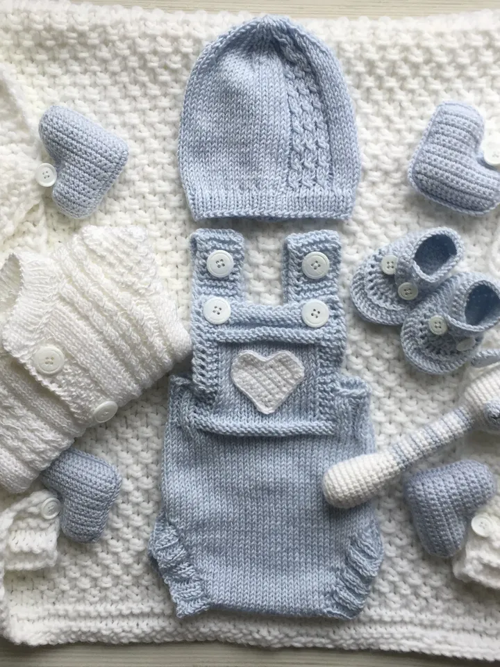 Knitting outfit for baby boy. Newborn boy clothing set. Take home outfit for boy. Baby shower outfit for baby boy. Baptism gift for boy.