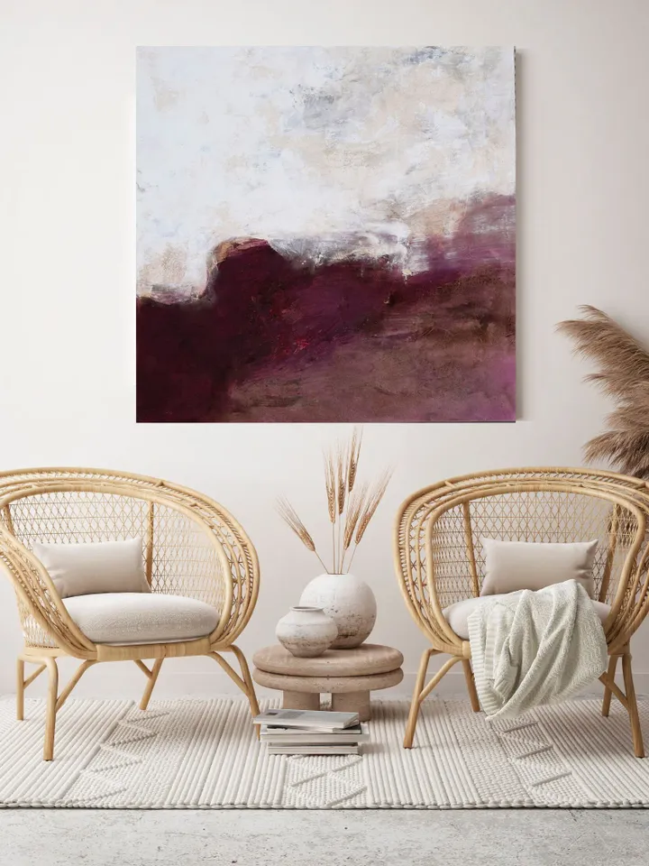 Minimalist Painting on Canvas, Minimalist Wall Art, Dark Pink Minimalist Painting, Original Painting on Canvas, Abstract Painting on Canvas