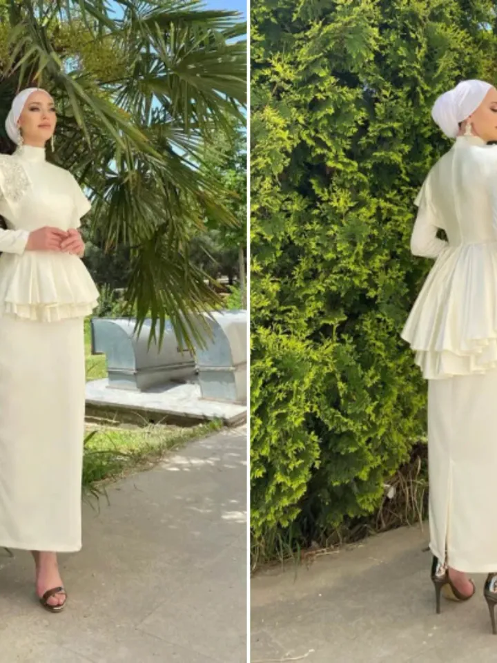 AHUNARE HIJAB - Wedding Dress, Muslim Evening Gown, Nikah, Islamic Wedding, Engagement, Bridesmaid,