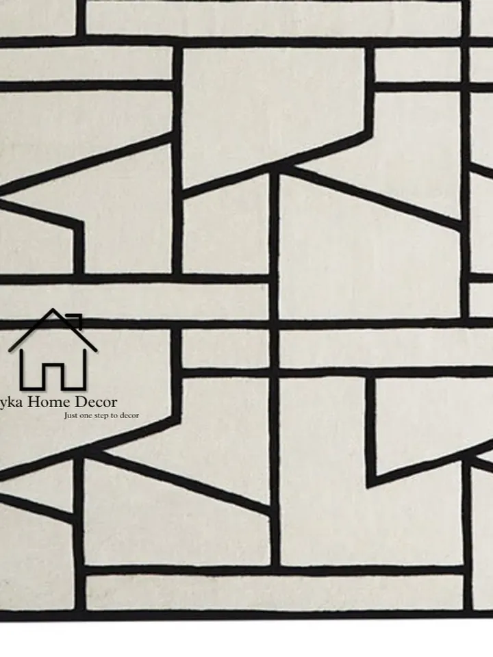 Bone Black & white rug Hand Tufted Wool Rug Area Rug Modern Area Rug Handmade Area Rug Hand Tuft Rugs Morden Rugs Living Room Bed Room Rug