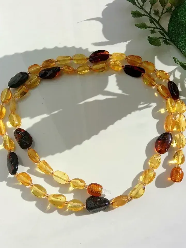 Adult Amber Necklace Multicolor Real Amber Healing Gem stone Jewelry Bead Necklace women Yellow Cognac Baltic Amber