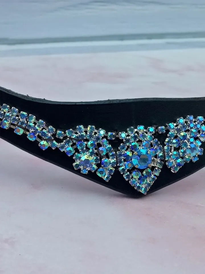 Dazzling Crystal Rhinestone Blingy Browband for English Riding Equestrian Horse Events