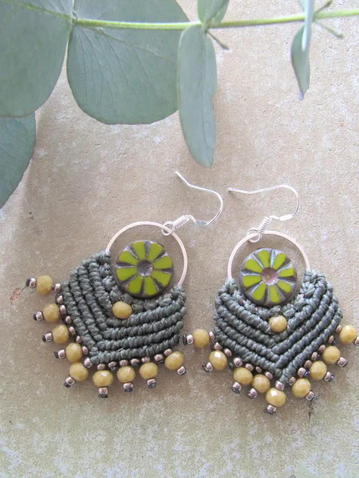 Macrame Earrings, Boho Chic Macrame Earrings, Handmade Macrame Earrings, Boho Earrings, Gipsy Earrings, Gift for Women, Hippie