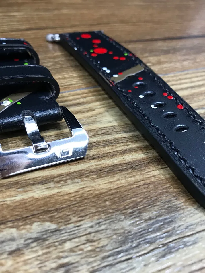 Abstract Art Apple Watch Bands 45mm 41mm 44mm 40mm, Smartwatch Band, Black Genuine Leather iWatch Watch Strap, Valentines Day Gift Ideas