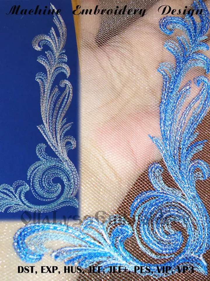 Rippled borders and corners embroidery designs