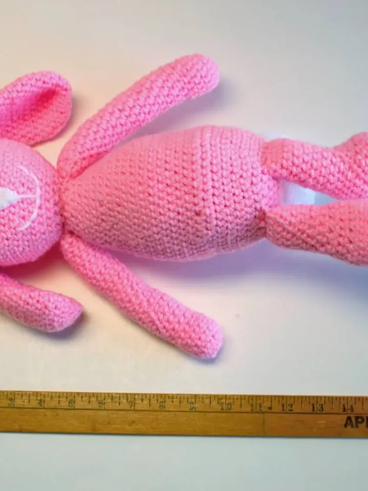 Crochet Amigurumi Bunny Rabbit Plushie, Toy Doll Stuffed Animal, Easter Basket, Rabbit with Long Ears, Spring Peep, Jumbo Pink Bunny Rabbit