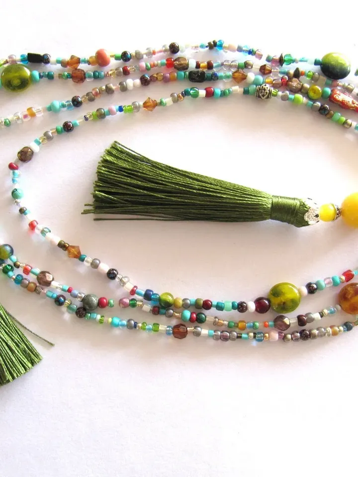 Hippie long necklace open ibiza style, boho beads necklace, wrap necklace hippie style, gift for woman special chain, jewelry hippie colors