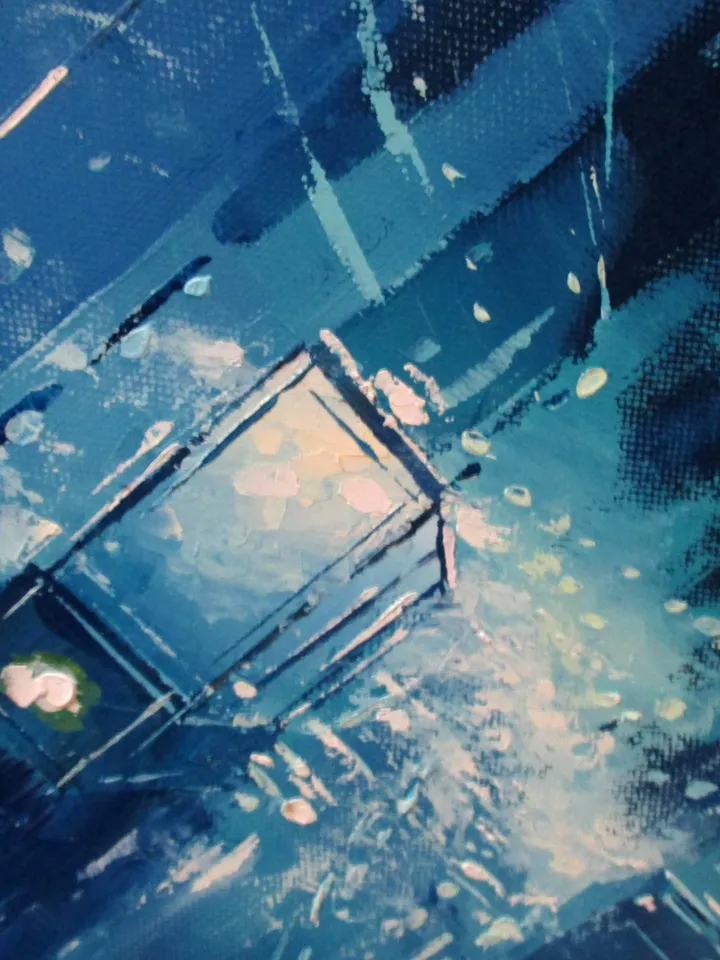 Cyberpunk Painting "TRON STREETS" Original Oil Painting on Canvas, Modern City Original Art by "Walperion Paintings"