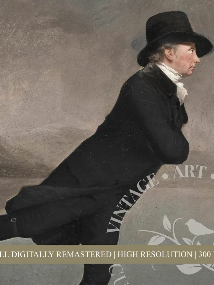 Winter Wall Art Vintage Portrait Antique Oil Painting, Gentleman Skating PRINTABLE, Large Moody Holiday Decor, Digital Downloadable | 328