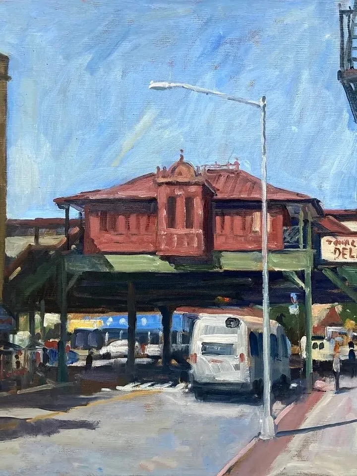 Large Bronx Cityscape Painting - From 238th Street/NYC - 18x24 Oil on Linen, New York Plein Air Impressionist Fine Art, Signed Original