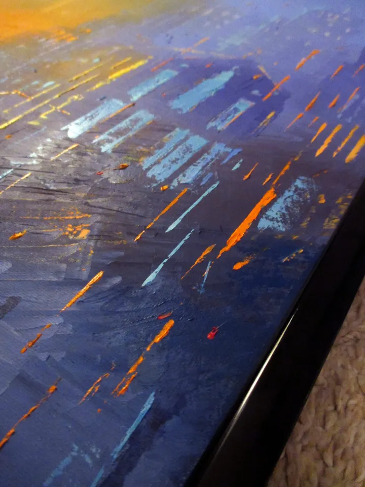 Cyberpunk Painting "NIGHT HORIZON" Original Oil Painiting on Canvas Modern City Painting Art by "Walperion Paintings"