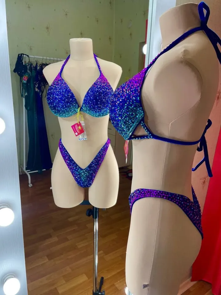 Competition Figure Suit with Crystals/Competition Suit/Posing Suit/Rhinestone Fitness NPC,IFBB,WBFF
