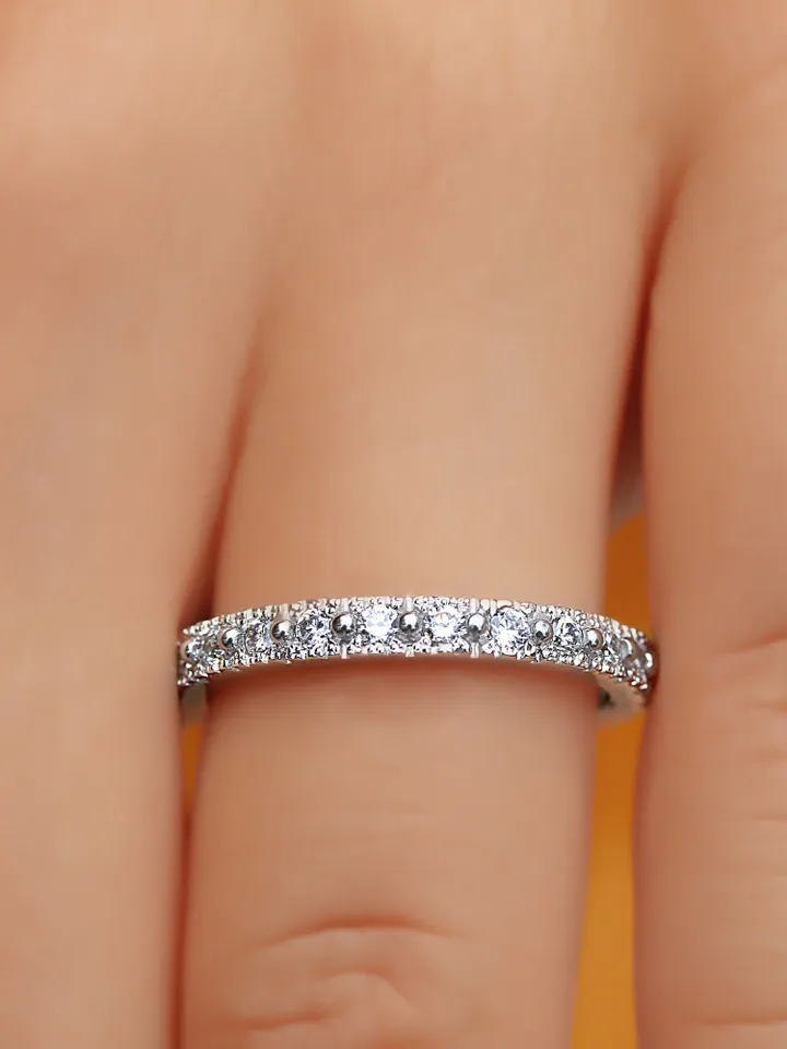 WOMEN ETERNITY RING | Custom Diamond Wedding Ring Band | Eternity White Gold Stacking Ring | Natural Diamond Ring | Personalized Jewelry