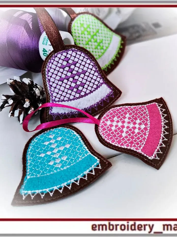 In the hoop Christmas gingerbread bell 1 embroidery design