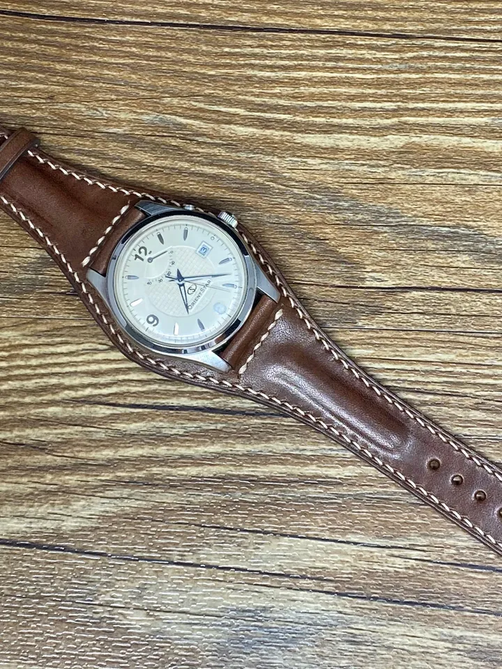 Full Bund Straps, Leather Watch Straps 20mm, Leather Cuff Watch Strap 19mm, Brown Mens Wrist Watch Band, Valentines Day Gift Personalise