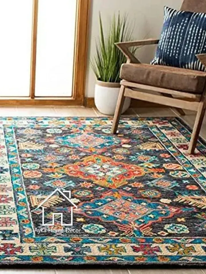 Ayka Vintage 100% Handmade Woolen Area Rug For Hall Kitchen Living Room Bed Room Bath Room Dining Room Kids Room Carpet / Christmas Gifts