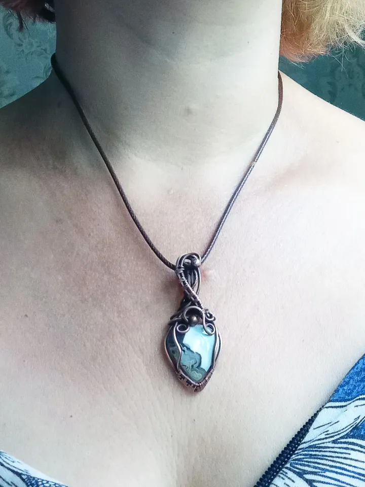 Wire wrapped wedding Handmade Jewelry, Opal owaihi Amulet Necklace