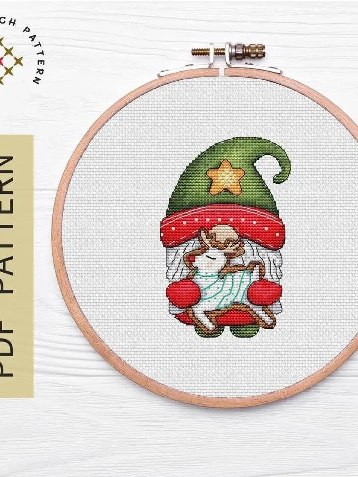 Gnome Cross Stitch Pattern PDF Funny Cross Stitch Pattern Hand Embroidery Design Beginner Needlepoint Scheme Wedding Cross Stitch Gift