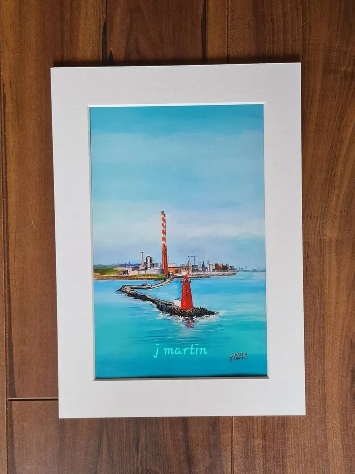 View of The Poolbeg Chimneys & Poolbeg Lighthouse, Ringsend, Dublin, unframed, unmounted