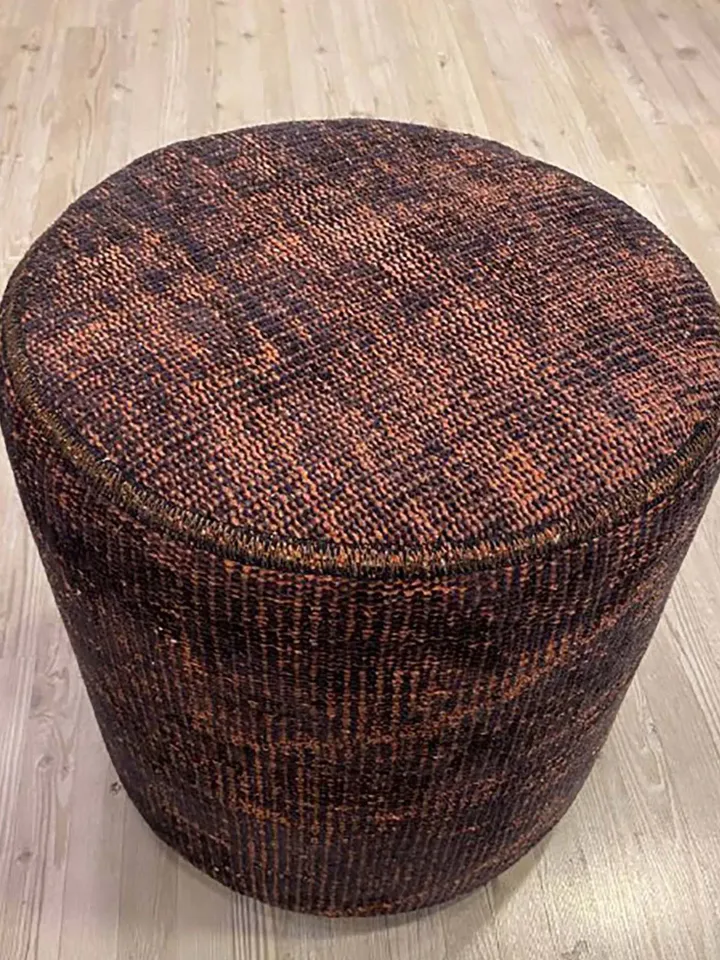 BohoCozy: Handmade Patchwork Ottoman Pouf, Bohemian Kilim Rug, 35x40x35cm for a Cozy Home Decor .