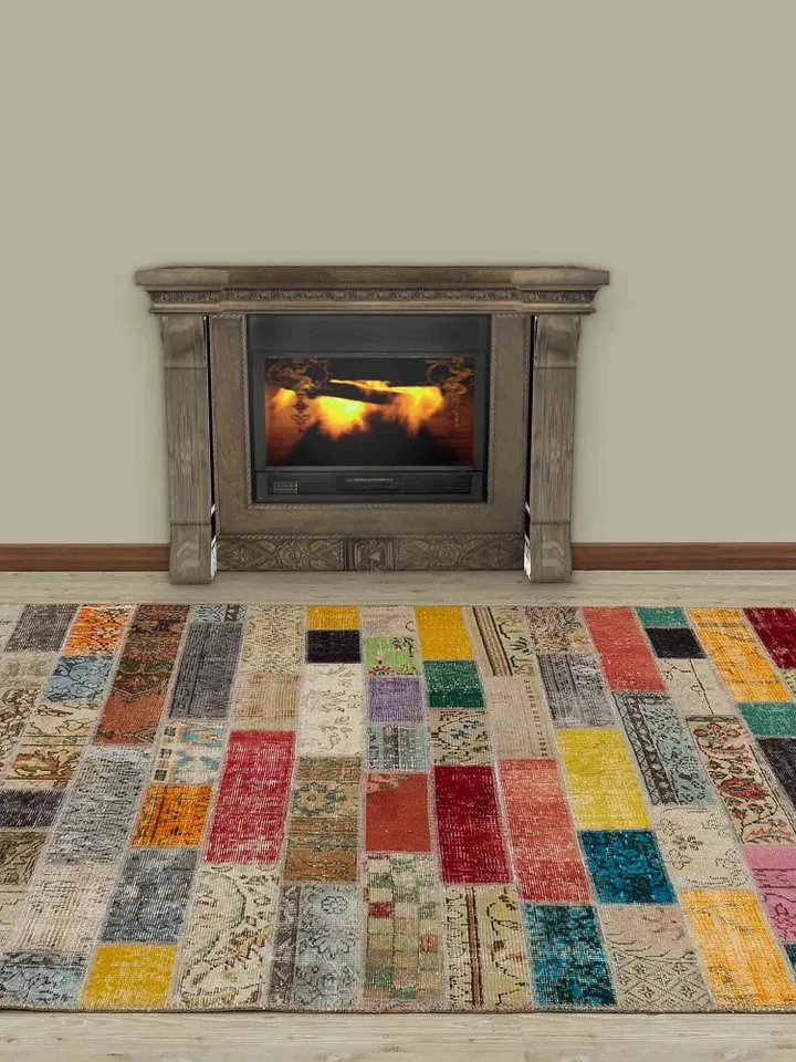 Multi Color Patchwork Kilim Rug, Handmade Turkish Patchwork Rug, 160x230 cm 5,3x7,5 ft ,
