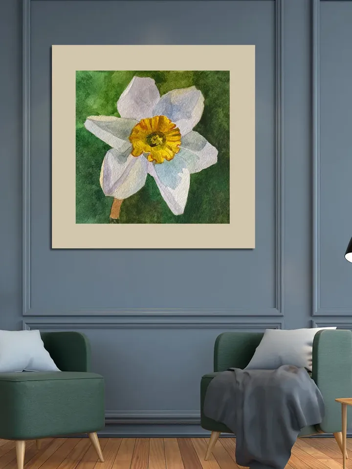 Blooming Daffodil original painting watercolor art botanical artwork wall art