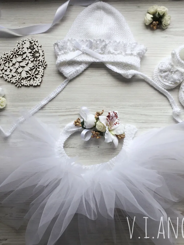 Baptism outfit for girl. Christening gown for baby girl. Knitting outfit for baby girl. Take home outfit. Baby shower gift for baby girl.