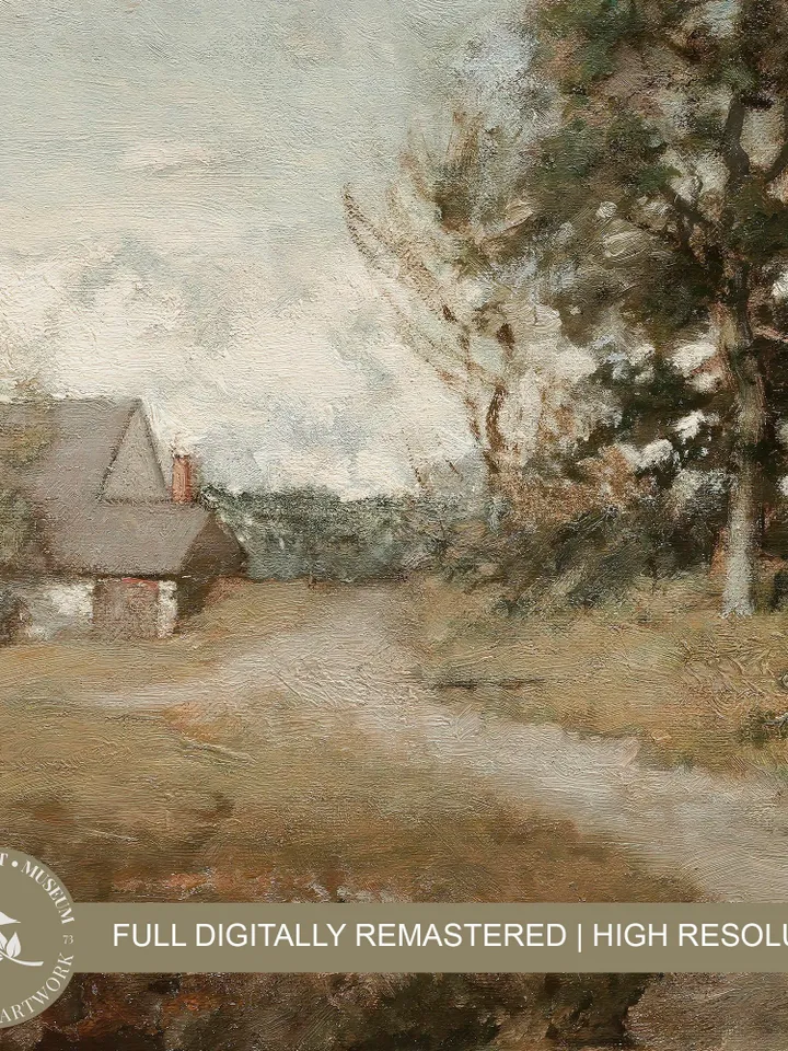 Antique Country Painting Rustic European Art, Vintage Village Landscape, Downloadable PRINTABLE Wall Decor | 130