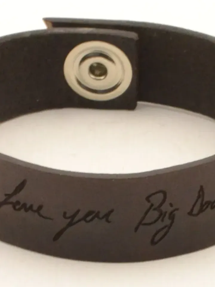 Meaningful Personalized Gifts Couples Actual Handwriting, 2x Custom Engraving Matching Leather Bracelets, Wristband Wedding Gift Bride Groom